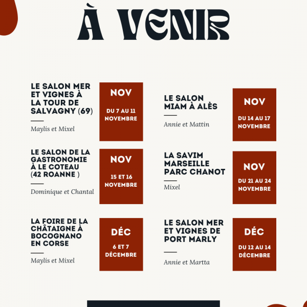  Les salons gastronomiques approchent ! Nous arrivons près de chez vous ! 